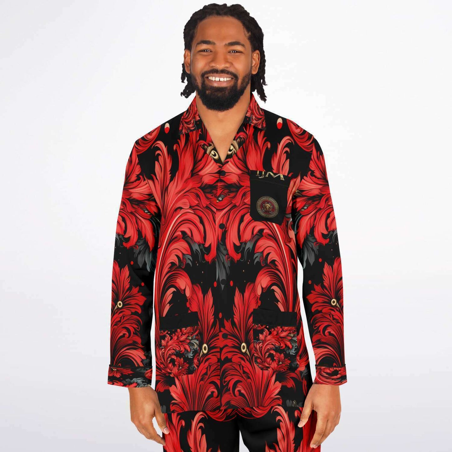 Men's Satin Pajamas - AOP
