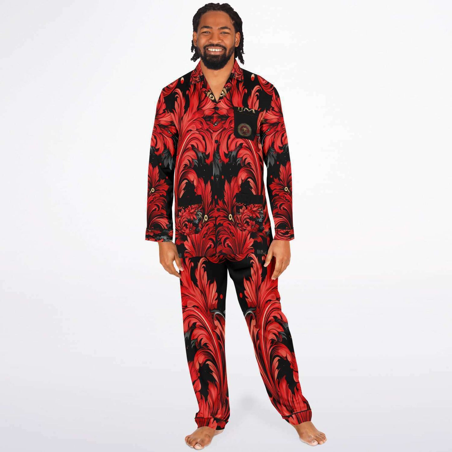 Men's Satin Pajamas - AOP