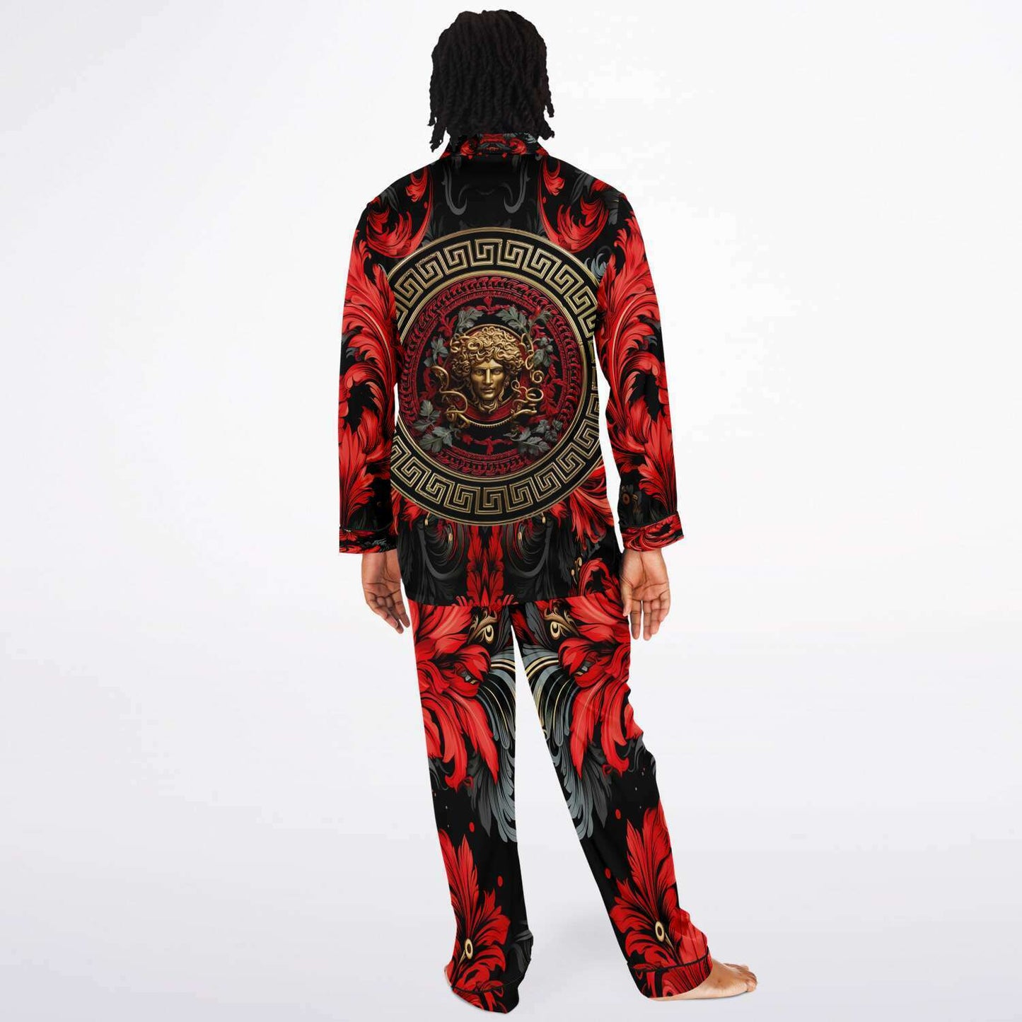 Men's Satin Pajamas - AOP