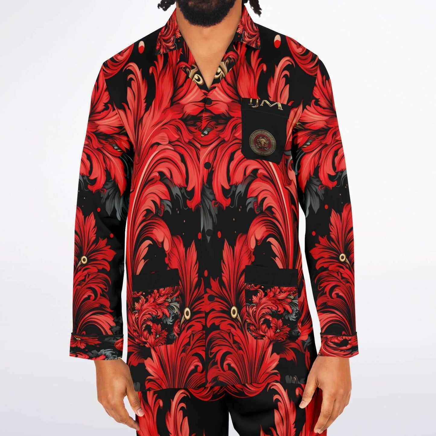 Men's Satin Pajamas - AOP