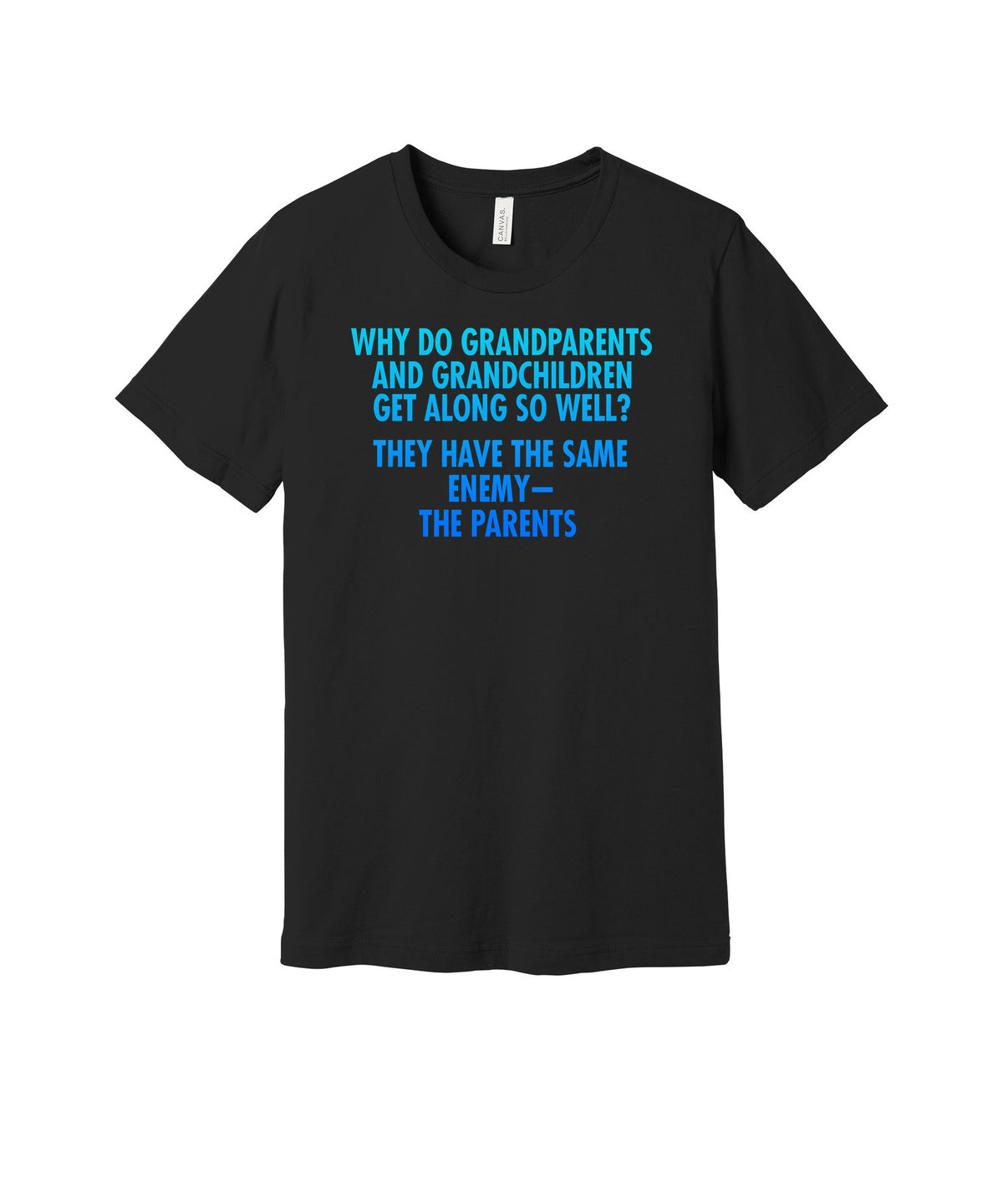 Grandparents and Grandchildren graphic on a black Bella+Canvas 3001 tee