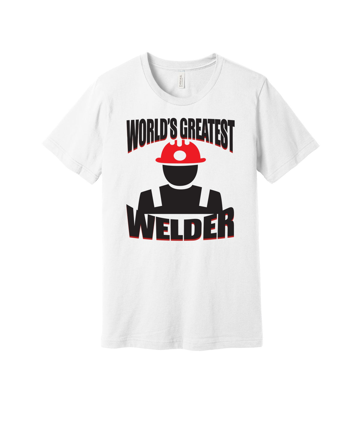 World's Greatest Welder graphic on a white Bella+Canvas 3001 tee