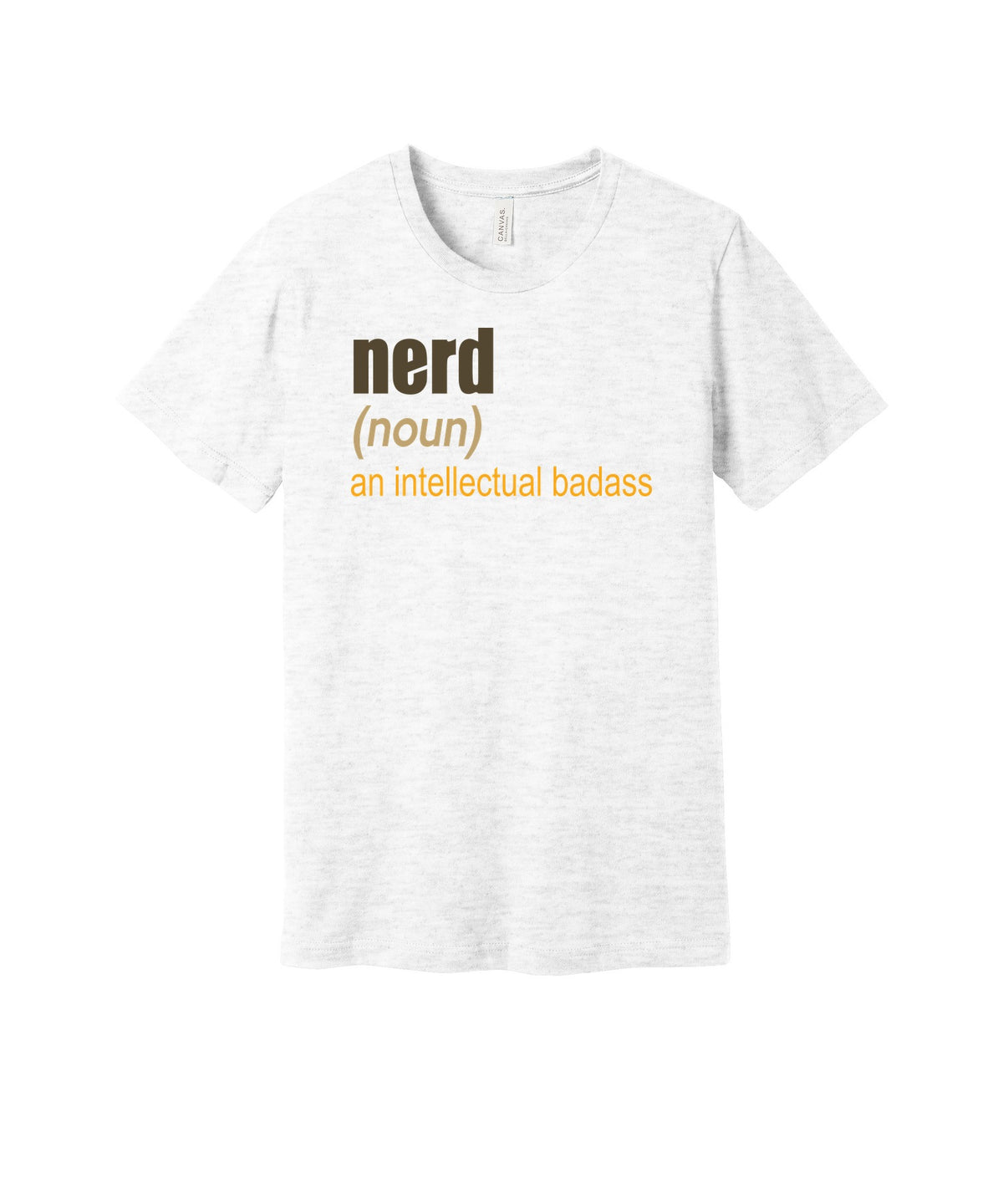 Nerd Definition graphic on a ash Bella+Canvas 3001 tee