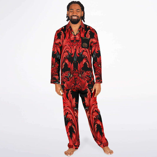 Men's Satin Pajamas - AOP