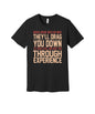 Never Argue With an Idiot graphic on a black Bella+Canvas 3001 tee