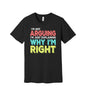 I'm Not Arguing I'm Explaining graphic on a black Bella+Canvas 3001 tee