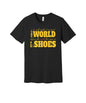 A Lie Around the World graphic on a black Bella+Canvas 3001 tee