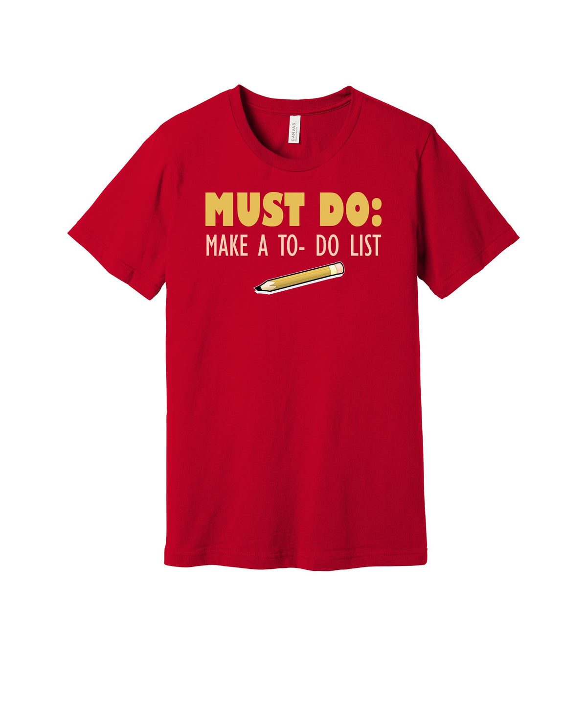 Make a To-Do List graphic on a red Bella+Canvas 3001 tee