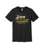 Happy Anniversary to My Husband graphic on a black Bella+Canvas 3001 tee