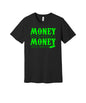 Money Moves graphic on a black Bella+Canvas 3001 tee