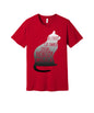 Nobody Owns a Cat graphic on a red Bella+Canvas 3001 tee
