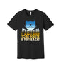 Hard to Be Polite as a Cat graphic on a black Bella+Canvas 3001 tee