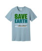 Save Earth for Chocolate graphic on a light blue Bella+Canvas 3001 tee