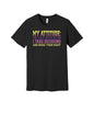 I Make Decisions Right graphic on a black Bella+Canvas 3001 tee