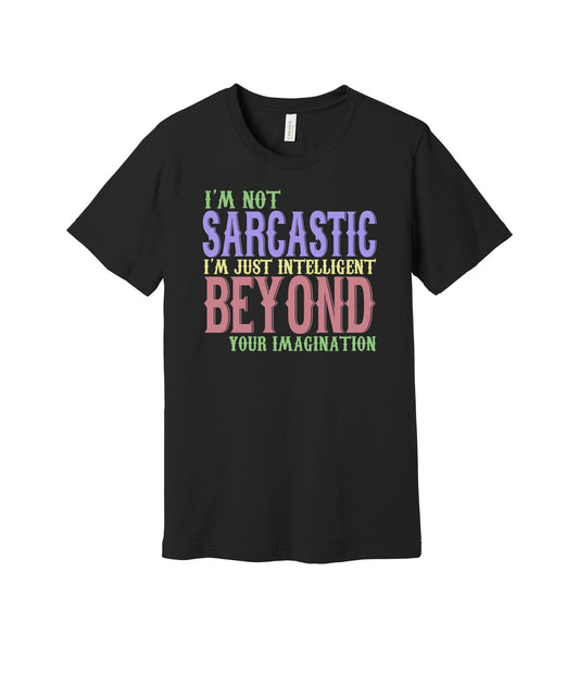 Intelligent Beyond Imagination graphic on a black Bella+Canvas 3001 tee