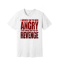 Never Sleep Angry Plot Revenge graphic on a white Bella+Canvas 3001 tee