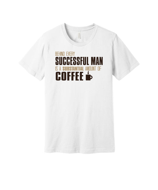 Successful Man and Coffee graphic on a white Bella+Canvas 3001 tee