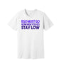 The Ego Must Go graphic on a white Bella+Canvas 3001 tee