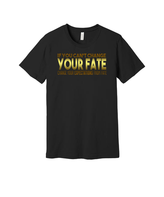 Change Your Expectations graphic on a black Bella+Canvas 3001 tee