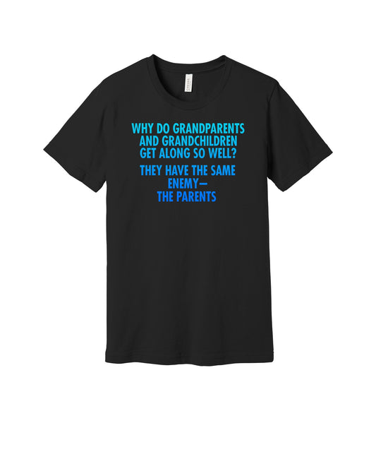 Grandparents and Grandchildren graphic on a black Bella+Canvas 3001 tee