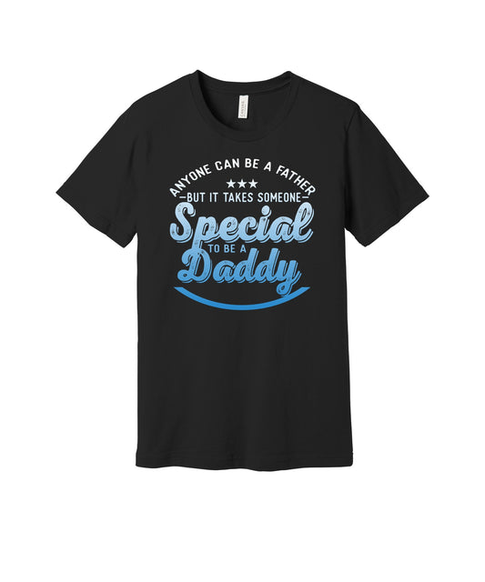 Special Daddy graphic on a black Bella+Canvas 3001 tee