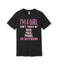 I'm a Girl Don't Touch graphic on a black Bella+Canvas 3001 tee