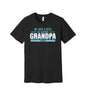 Our Hero Grandpa graphic on a black Bella+Canvas 3001 tee