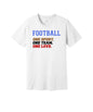 Football One Sport One Team One Love graphic on a white Bella+Canvas 3001 tee