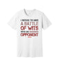 Battle of Wits graphic on a white Bella+Canvas 3001 tee