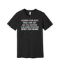 Cleaning House With Kids graphic on a black Bella+Canvas 3001 tee