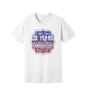 Twenty Years of Politics graphic on a white Bella+Canvas 3001 tee