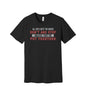 Don't and Stop graphic on a black Bella+Canvas 3001 tee