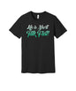 Life Is Short Talk Fast graphic on a black Bella+Canvas 3001 tee