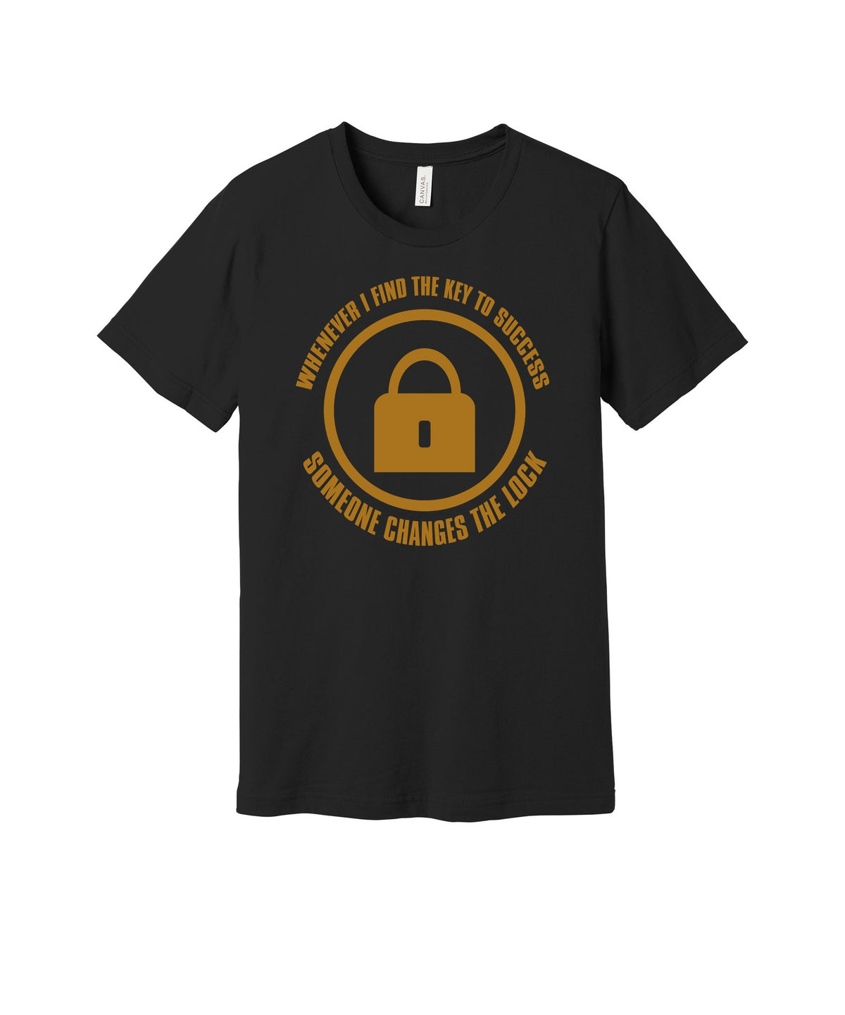 Key to Success Changed Locks graphic on a black Bella+Canvas 3001 tee