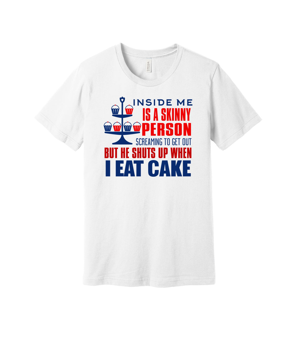 Inside Me Is a Skinny Person graphic on a white Bella+Canvas 3001 tee