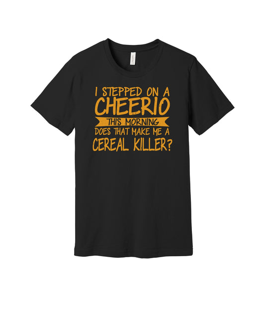 Cereal Killer graphic on a black Bella+Canvas 3001 tee