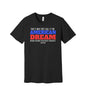The American Dream graphic on a black Bella+Canvas 3001 tee