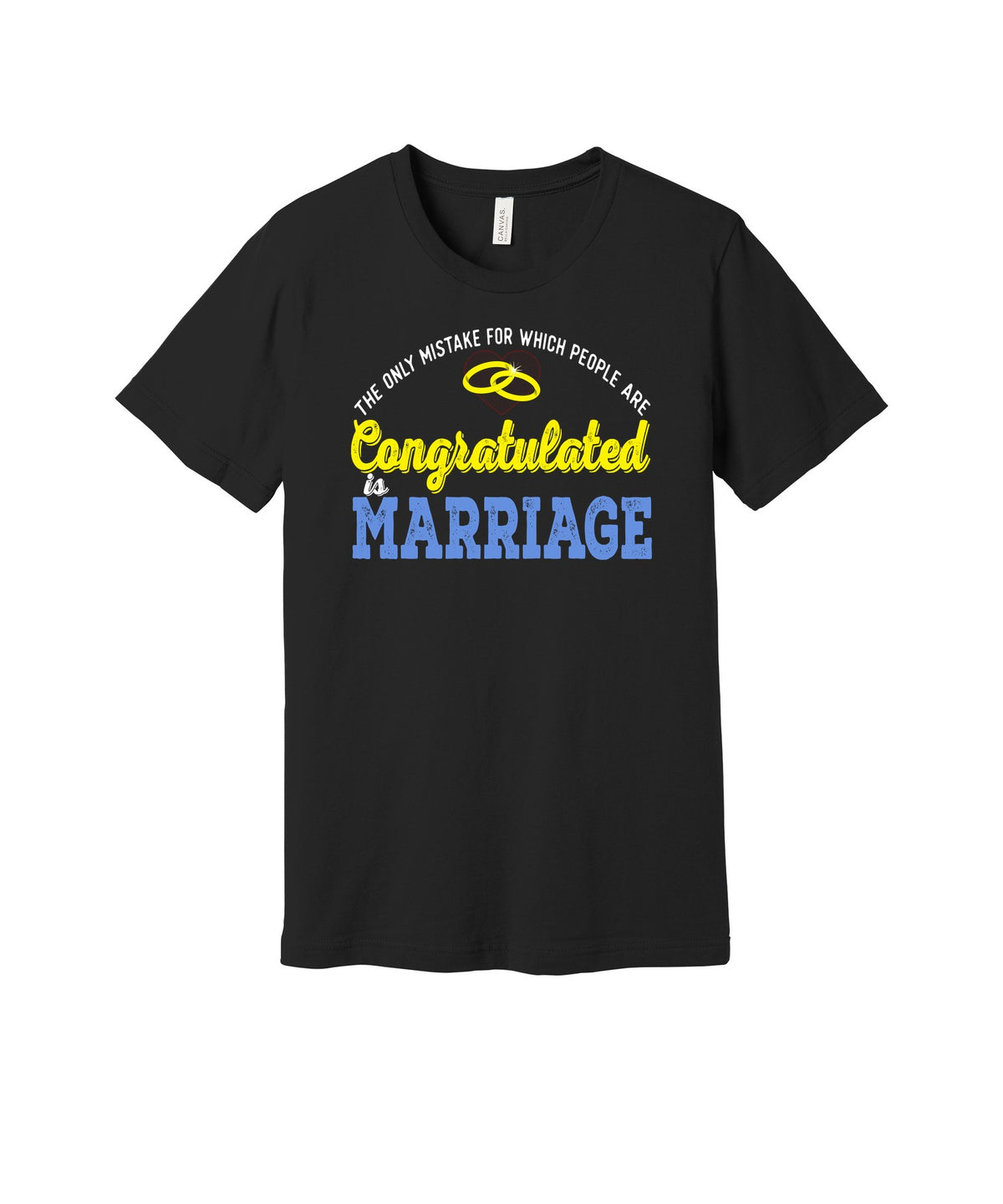 Congratulations on Marriage graphic on a black Bella+Canvas 3001 tee