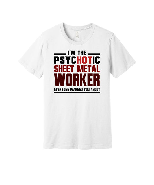 Sheet Metal Worker graphic on a white Bella+Canvas 3001 tee