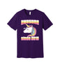 Awesome Since 2010 Unicorn graphic on a team purple Bella+Canvas 3001 tee