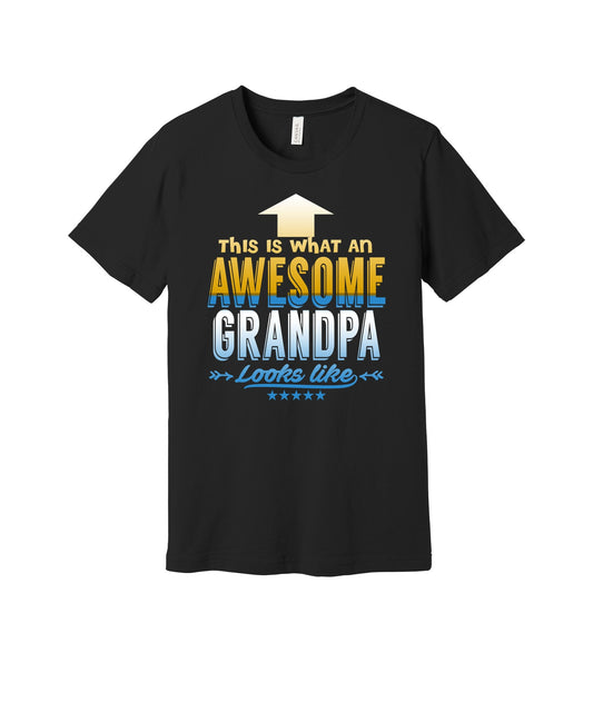 Awesome Grandpa graphic on a black Bella+Canvas 3001 tee