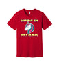 Unicorns Born in May graphic on a red Bella+Canvas 3001 tee