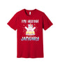 My Human Was Born in January graphic on a red Bella+Canvas 3001 tee