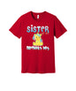 Sister of the Birthday Boy graphic on a red Bella+Canvas 3001 tee