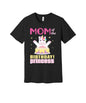 Mom of the Birthday Princess graphic on a black Bella+Canvas 3001 tee