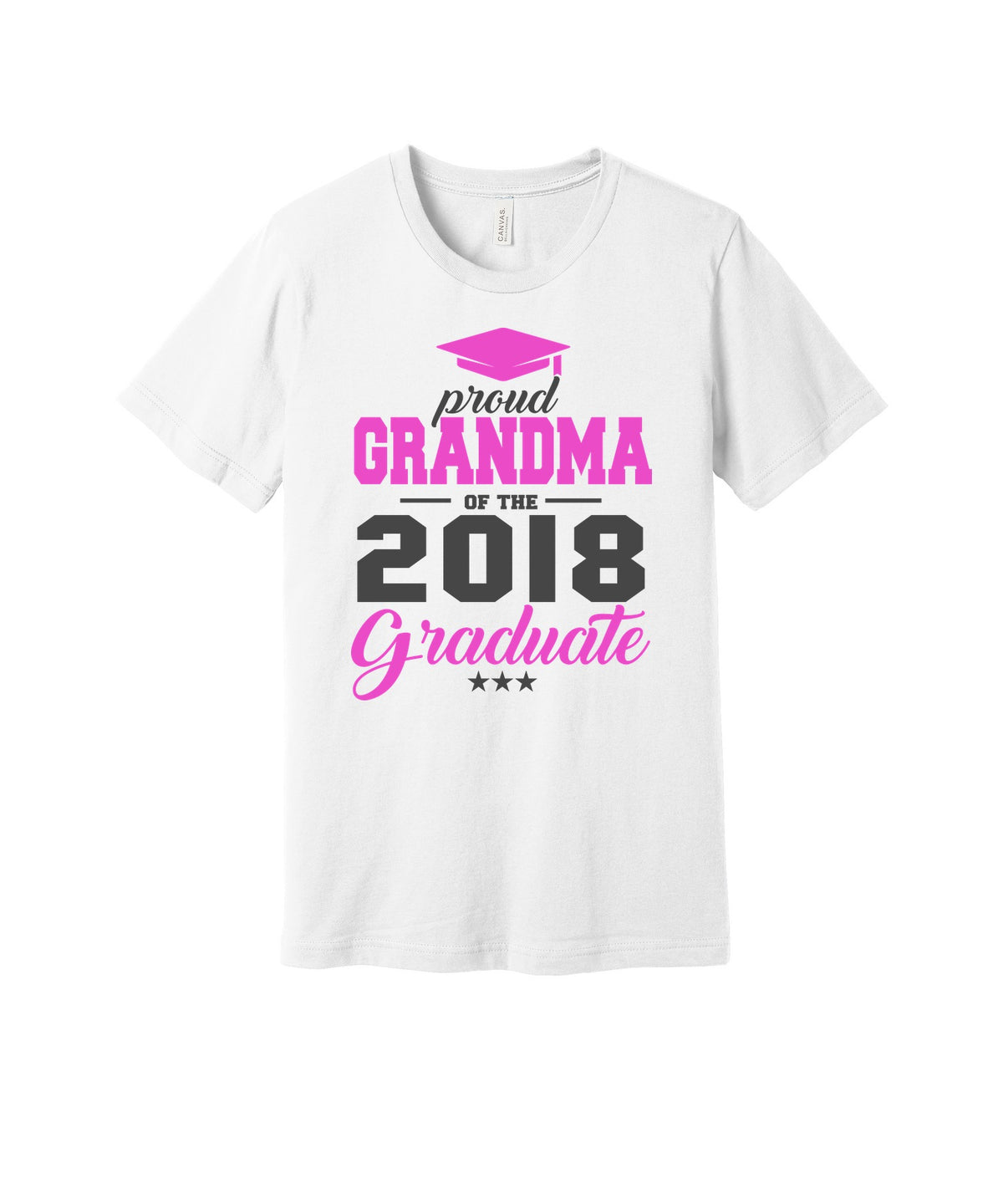 Grandma of the 2018 Graduate graphic on a white Bella+Canvas 3001 tee