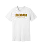 Legendary Since 2015 graphic on a white Bella+Canvas 3001 tee