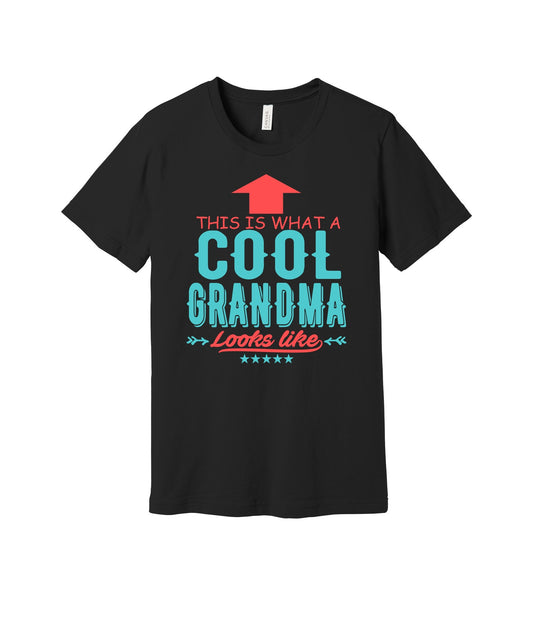 Cool Grandma graphic on a black Bella+Canvas 3001 tee