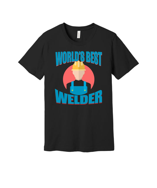World's Best Welder graphic on a black Bella+Canvas 3001 tee