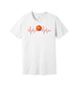 Basketball Heartbeat graphic on a white Bella+Canvas 3001 tee